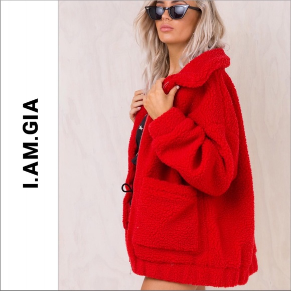 SOLD! I AM GIA Red Teddy Bear Pixie Coat - Picture 2 of 8